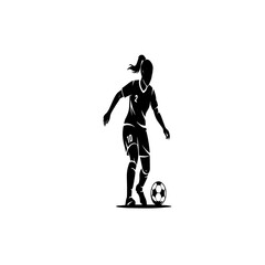 Female Soccer Player Dribbling Ball Silhouette Sports Illustration