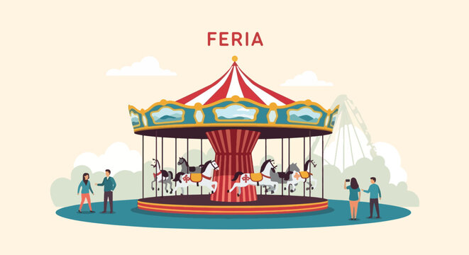 Colorful Carousel at Feria Carnival Merry-Go-Round.