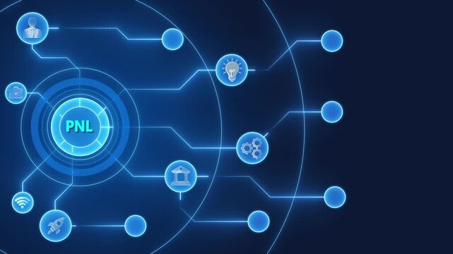 P N L Profit and Loss Infographic Template with Glowing Blue and Circuits Business Finance Concept