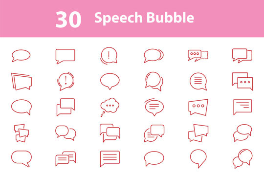 30 set of speech bubble icon, editable stroke vector illustration in modern thin line style. Popup bubble speech line icon set. Vector for message, comment, chat icon. Ideal for modern communication.