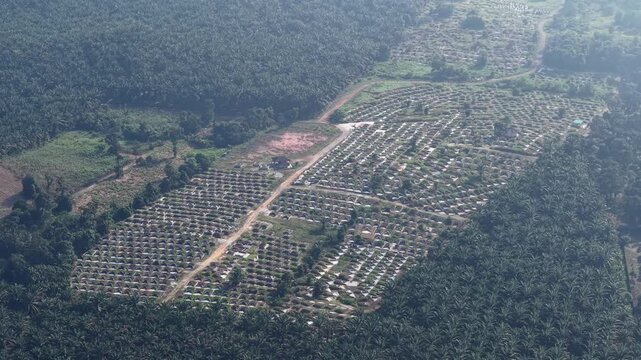 Drone panorama of Chinese gravestones at Ulu Choh