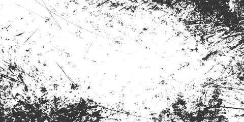 Obraz premium Grunge black and white pattern with monochrome particle texture cracked surface scuffs stains ink spots scratches and distressed dark grunge background overlay.