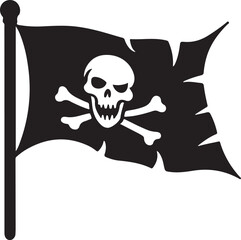 Fototapeta premium Pirate Flag with Skull and Crossbones Silhouette