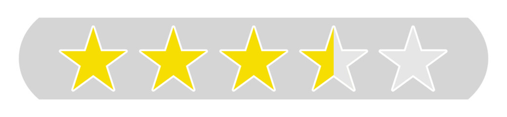 Obraz premium Bewertung 3,5 Sterne - Stern Icons auf grauem Button