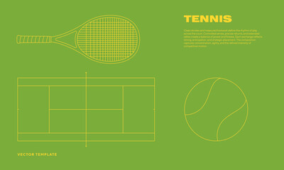 Tennis Game Set Editable Outline Vector