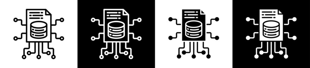 Data Cluster Icon Set In Black And White Filled Style Collection