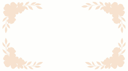 Obraz premium A delicate and elegant floral border design with soft peach-colored blossoms and leaves, arranged in a symmetrical pattern on a clean white background.
