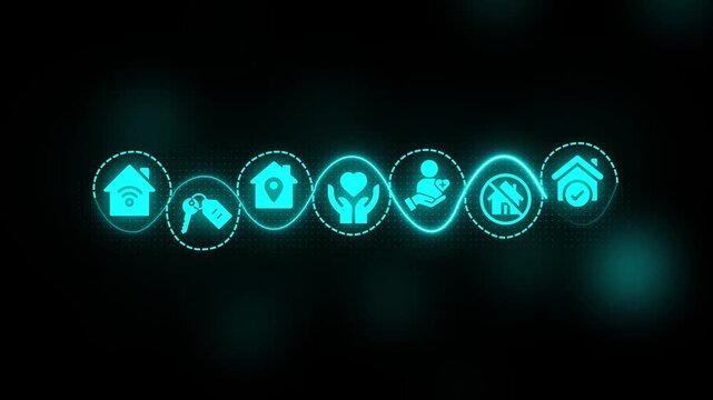 Smart Home Automation Security Glowing Blue Symbols for Technology and Internet of Io T Concepts internet of IoT