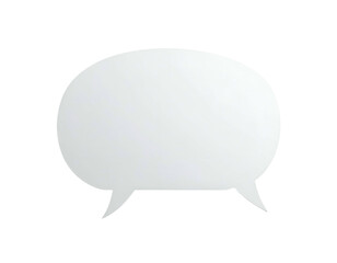 A simple, oval-shaped speech bubble in white with a subtle gradient and two downward-pointing tails
