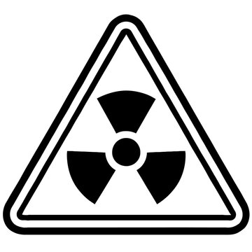 Nuclear Radiation Hazard Symbol in Triangular Warning Sign - Minimalist Radioactive Danger Icon for Industrial Safety, Science, and Environment