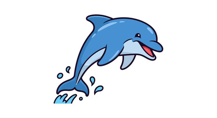 Obraz premium Cartoon Dolphin Jumping Out Water.