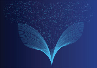 Abstract Blue Particle Flow with Wavy Lines and Gradient Background © Parul