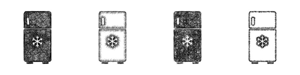 Fototapeta premium Sketch freezer icon design set