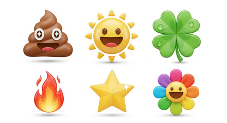 Collection of various emojis representing different concepts and emotions.