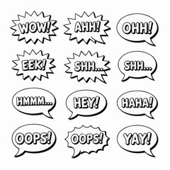 Obraz premium A set of comic book style speech bubbles with various expressions