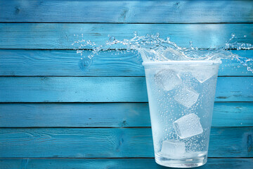 氷が入り弾ける冷たい水