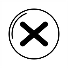 Black delete icon. Error warning. Toolbar control. Menu command. User interface design. Silhouette symbol in white space. Solid pictogram for web and mobile. Isolated vector illustration.