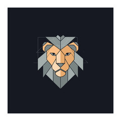 A stylized lion's head with a geometric design © Stock