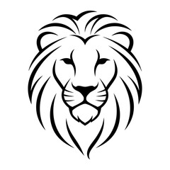 Fototapeta premium A black and white drawing of a lion's head