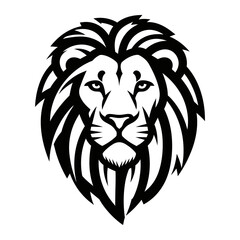 A black and white drawing of a lion's head © Stock