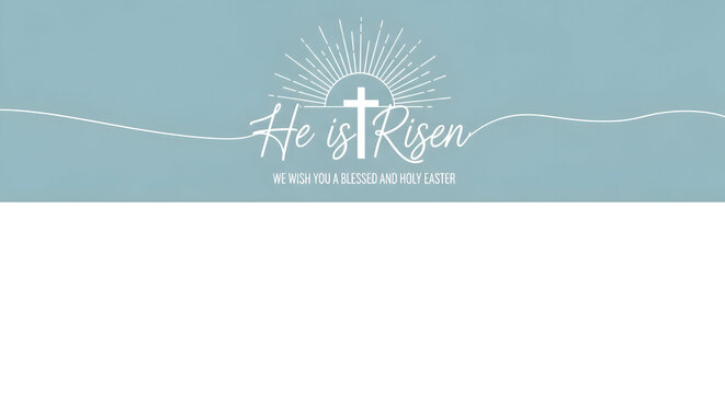 Serene Easter greeting with radiant cross and gentle script, wishing a blessed and holy Easter season, digital art