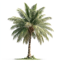 Obraz premium Palm tree isolated on white background with green leaves and trunk