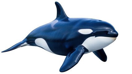 Isolated Orca Whale Model Floating in Mid-Air on the Ocean, Black and White Killer Whale © Michal