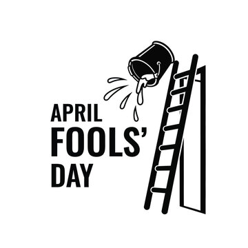 April Fools' Day prank: A bucket of water precariously balanced on a ladder, ready to drench someone unexpectedly.