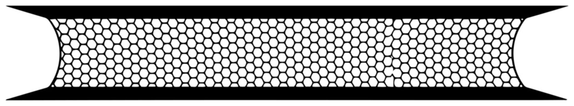 Horizontal border design with hexagonal mesh pattern inspired by a soccer goal net