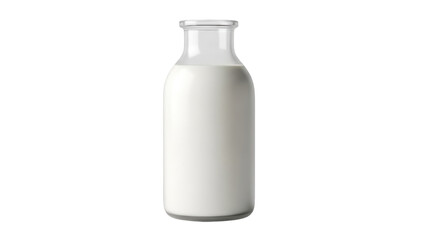 Isolated bottle of fresh milk, glass container, healthy dairy product, nutritious drink