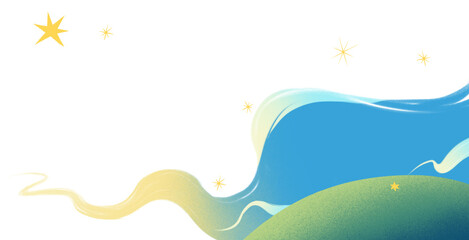 Fantasy ethereal background with wavy shapes and sparkling starlight © rama