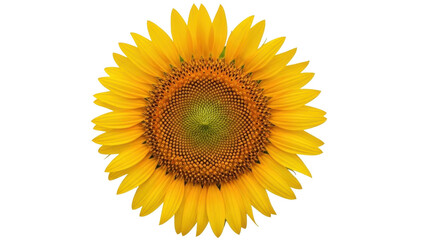 Obraz premium Isolated sunflower on a plain surface showing its bright, yellow petals and brown pistils