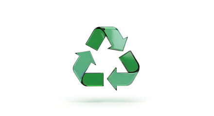 Obraz premium Transparent recycling logo made from recycled materials, symbolizing environmental care, sustainability, and responsible circular design.