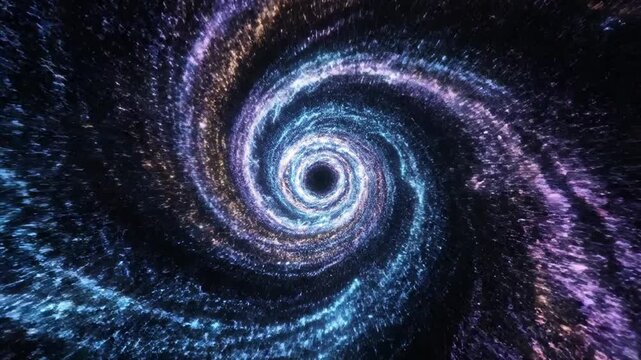 Animated Spiral Cosmic Vortex of Stars Rotating in Space.