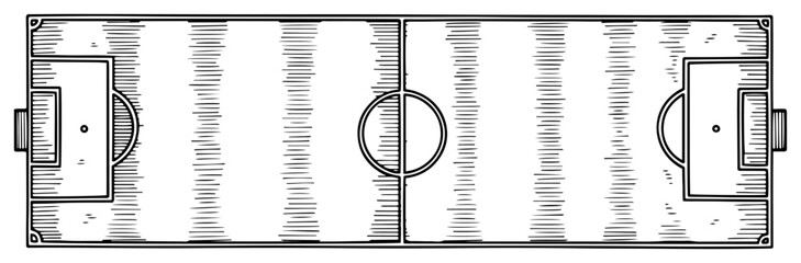 Hand drawn top view sketch of a soccer field pitch layout © Mago