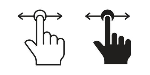 Obraz premium Push to slide right and left gesture icons suitable for infographics, websites and print media and interfaces. Line vector icon.