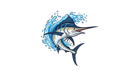Majestic marlin leaping from the ocean waves showcasing power and grace.