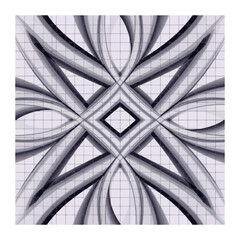 A black and white drawing of a symmetrical design