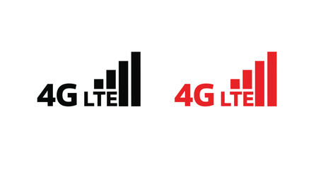 Two 4g lte signal strength indicators depicted as a black silhouette