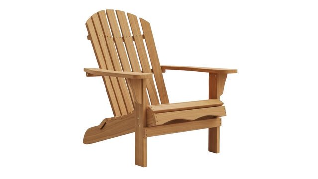 Isolated Adirondack chair made of wood, outdoor furniture for backyard, deck, or patio use