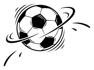 Dynamic soccer ball with fast motion swirl lines and rotation effect graphic