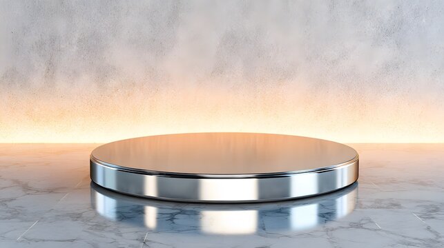 Metallic Podium: A minimalist design, the silver podium stands as a beacon of sophistication. Its polished surface, set against an abstract backdrop, exudes a sense of prestige. 