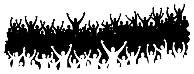 Large cheering crowd silhouette of fans celebrating in a stadium © Mago