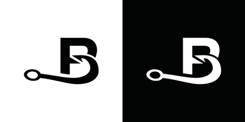 simple vector logo of initial B and fishing hook © choirul