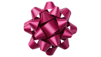 Isolated shiny magenta ribbon bow, present decoration for gifts and special occasion design