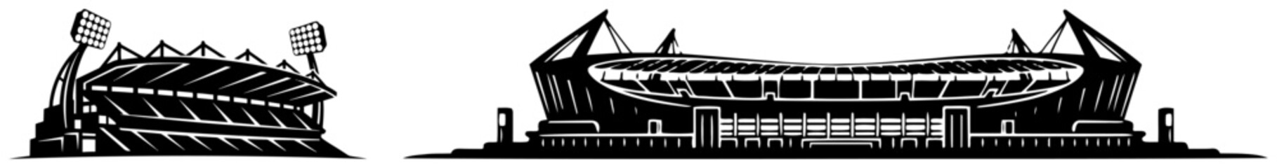 Modern stadium architecture silhouettes for sports event and arena design concepts © Mago
