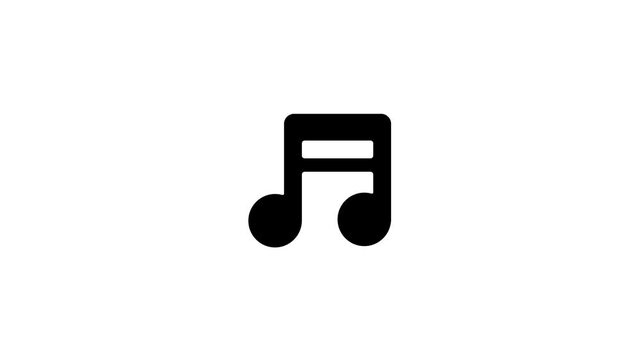 Black musical note symbol for digital animation featuring a transparent background, ideal for multimedia projects, web design, or app interfaces needing a clear, versatile sound graphic