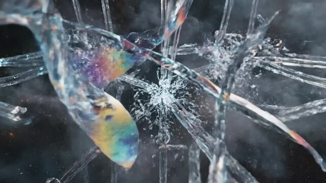 Futuristic Glass Crystal Explosion with Radiant Center.
