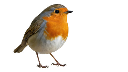 Isolated European robin standing upright facing left in studio portrait for stock images © Isabel