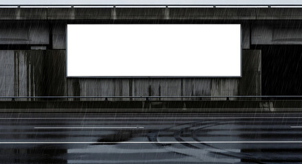 Fototapeta premium Blank Highway Overpass Billboard Mockup in Heavy Rain